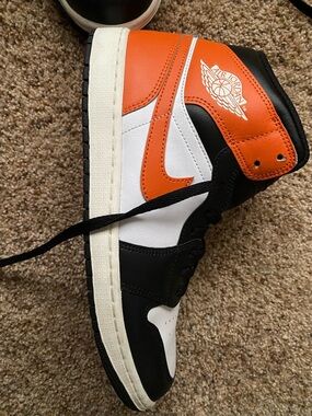 Nike Air Jordan 1 Mid Sneakers - Black, White & Orange